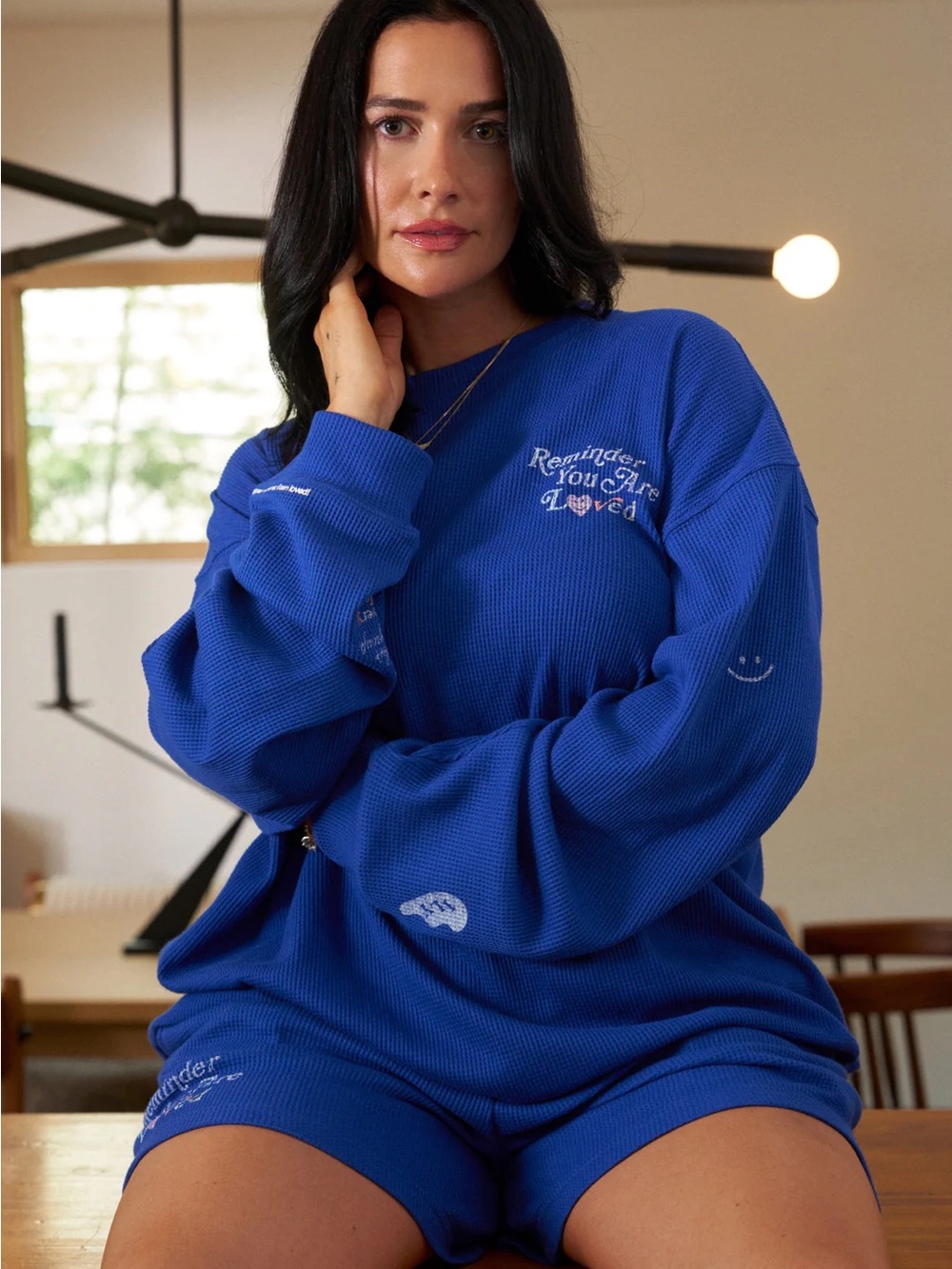 Avery Woods X The Mayfair Group Blue Waffle Knit Set